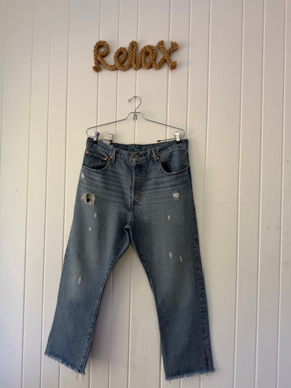 Levi’s Premium 501 32x 26 Distressed with side slits